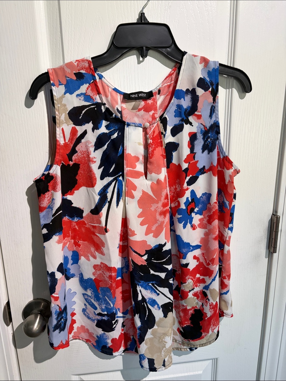 Nine West Floral Sleeveless Camisole in Red, Blue, Black and White